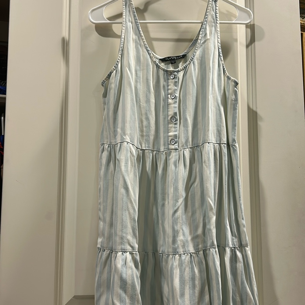 NWOT Velvet Heart Striped Babydoll Tiered Sleeveless Mini Dress faded design S